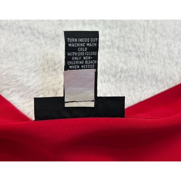 Alfani Womens Red Layered Chiffon Blouse Tunic Embellished Neck Size 8 Career - Picture 4 of 9